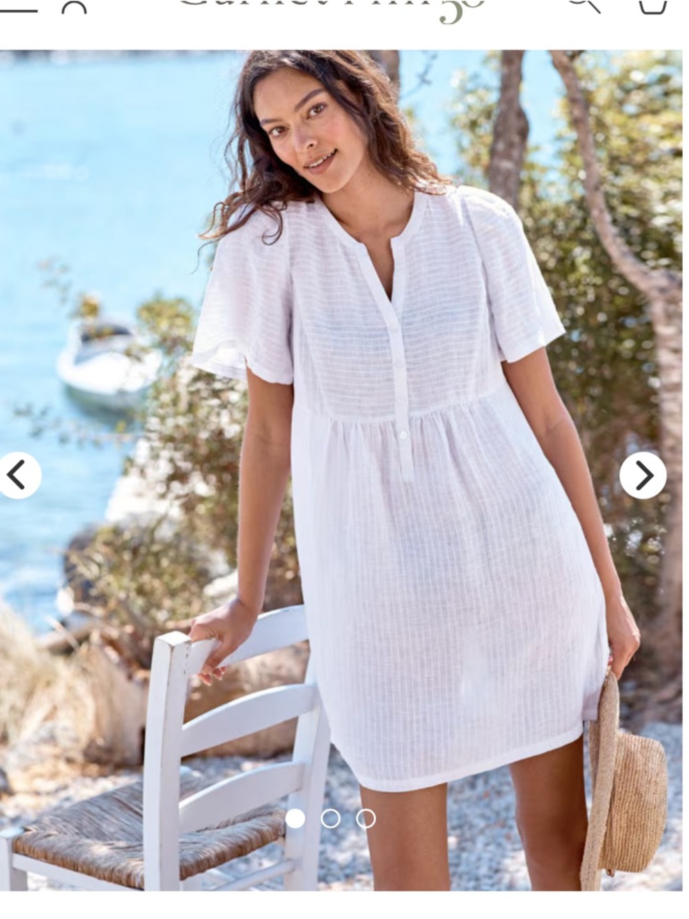 Garnet Hill linen beach dress L boho textured coverup summer